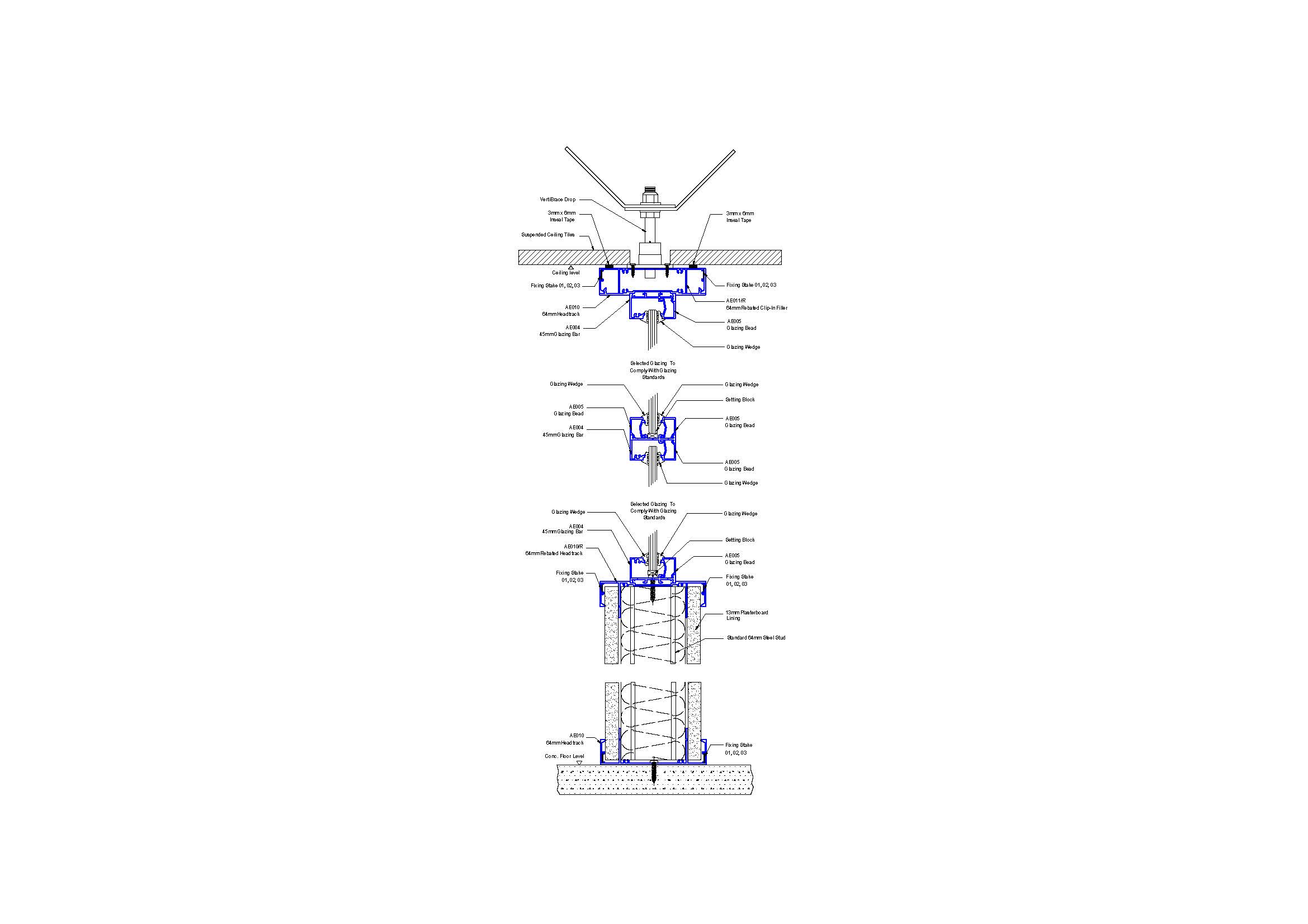 E45-08 45mm Half-height Glazing